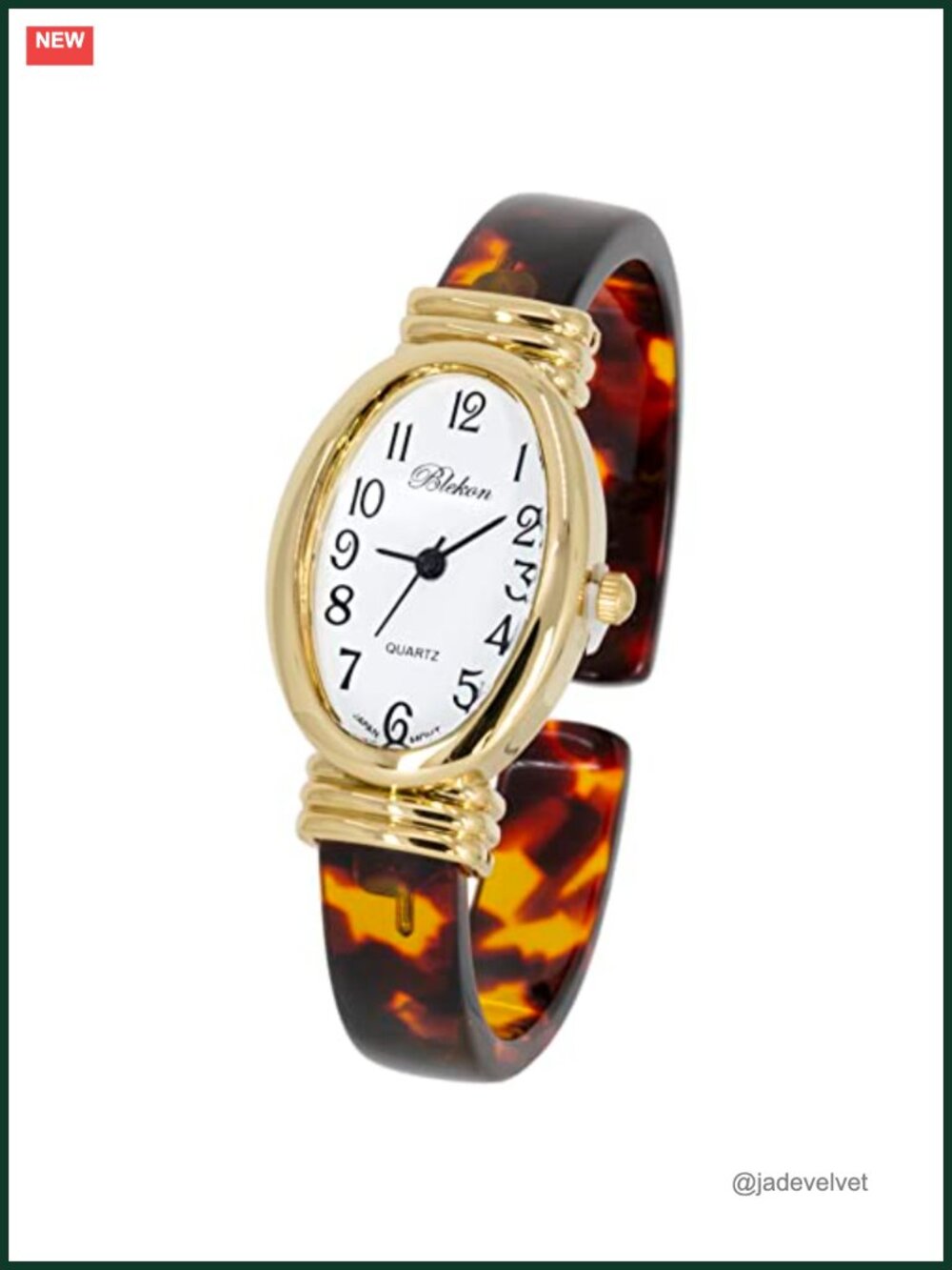 Acrylic Cuff Bangle Watch Alloy Case Glass Dial Analog Japanese Quartz